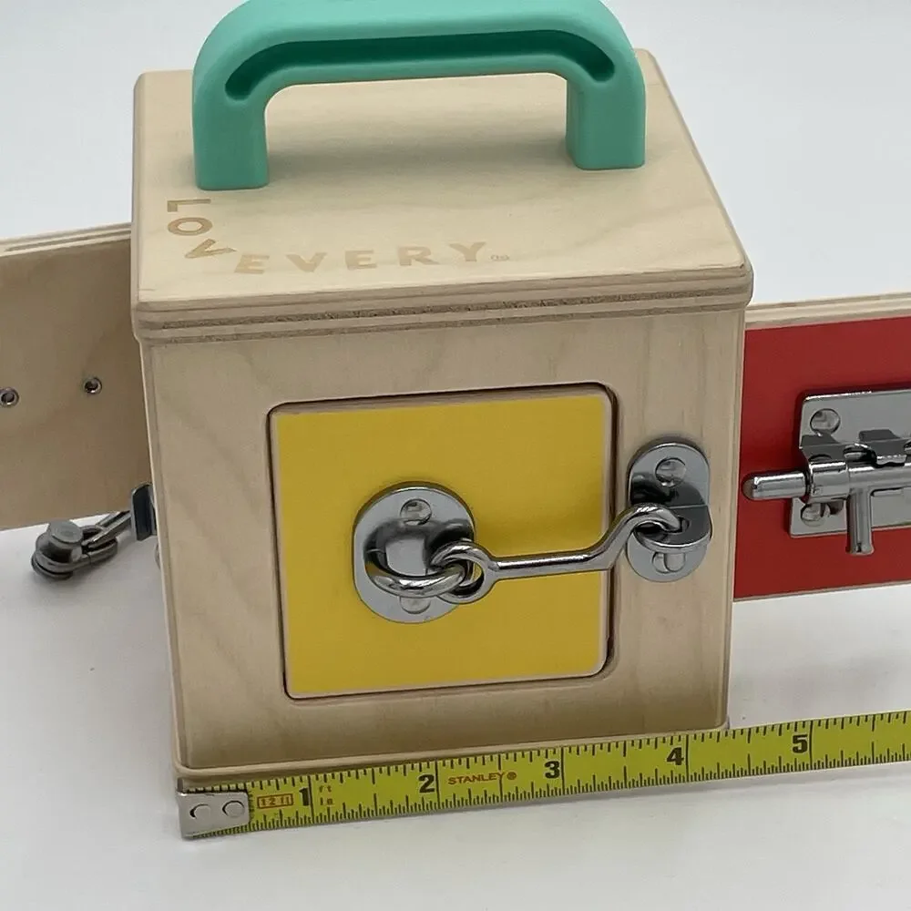 Lovevery Wood Lockbox Montessori Learning Educational Toy Latch Activity Cube